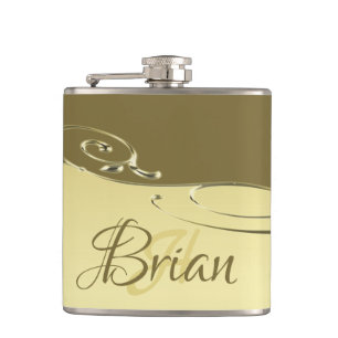 Luxury gold metal decorative on Military gold Hip Flask