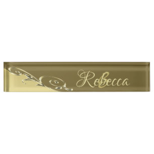 Luxury gold metal decorative on Military gold Nameplate