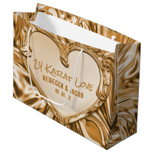 Luxury Gold Metal Heart Large Gift Bag