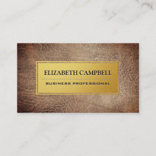 Luxury Gold Metal Plate Brown Leather Business Card