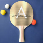 Luxury Gold Metallic Foil Monogram Name Initial Ping Pong Paddle<br><div class="desc">Luxury Gold Faux Metallic Foil Elegant Monogram Ping Pong Paddle. This monogrammed Ping Pong Paddle can be customised to include your initial and first name and makes a great girly birthday or wedding bachelorette party gift.</div>