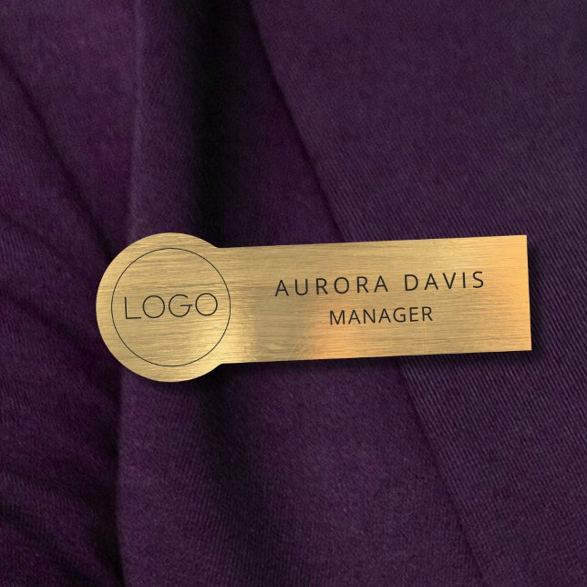 Luxury Gold Metallic Modern Business Logo Name Tag (Creator Uploaded)