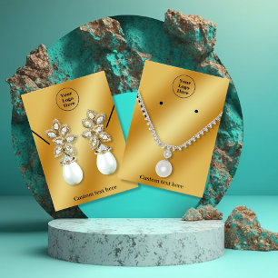 Luxury gold metallic necklace earring Display Card