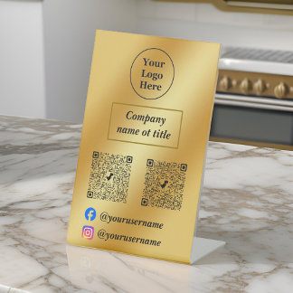 Luxury gold metallic pedestal sign
