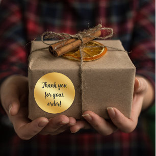Luxury gold metallic Thank You  Classic Round Sticker