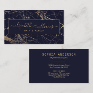 Luxury Gold Modern Marble Black & Signature Script Business Card
