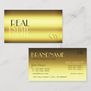 Luxury Gold Modern Mirror Letters with Monogram Business Card