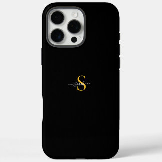 Luxury Gold Monogram Black iPhone 16 Pro Max Tough Case