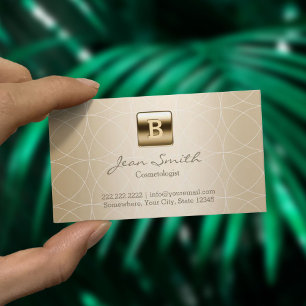 Luxury Gold Monogram Cosmetologist Makeup Artist Business Card
