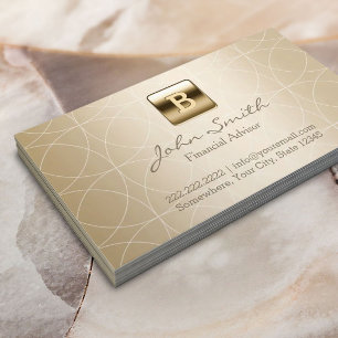 Luxury Gold Monogram Financial Advisor Business Card