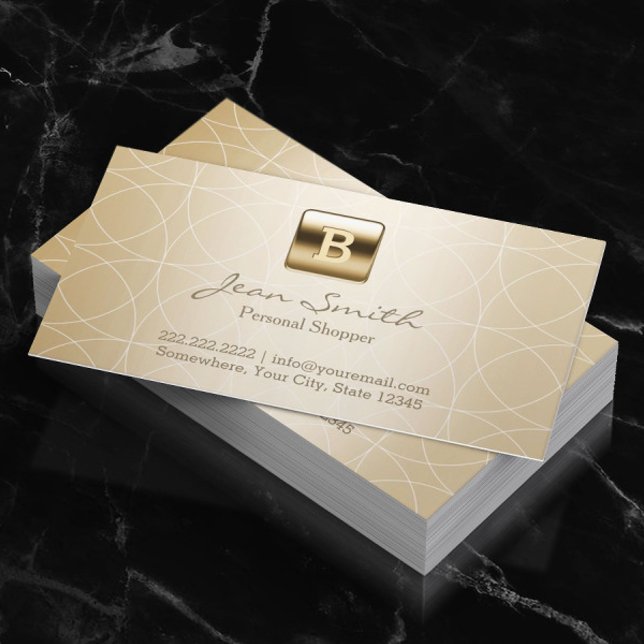 Luxury Gold Monogram Geometric Personal Shopper Business Card (Creator Uploaded)