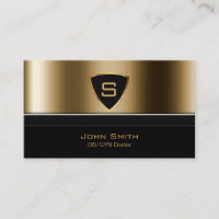 Luxury Gold Monogram OB/GYN Business Card