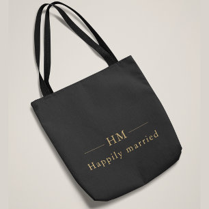 Luxury Gold Monogram Personalised Wedding Gift Tote Bag