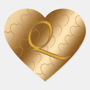 Luxury Gold Monogram Q Heart Sticker