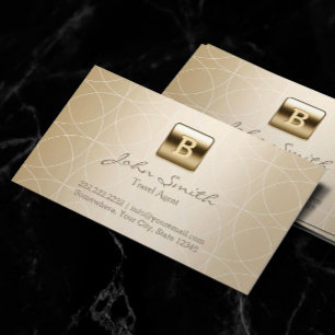 Luxury Gold Monogram Travel Agent Business Card