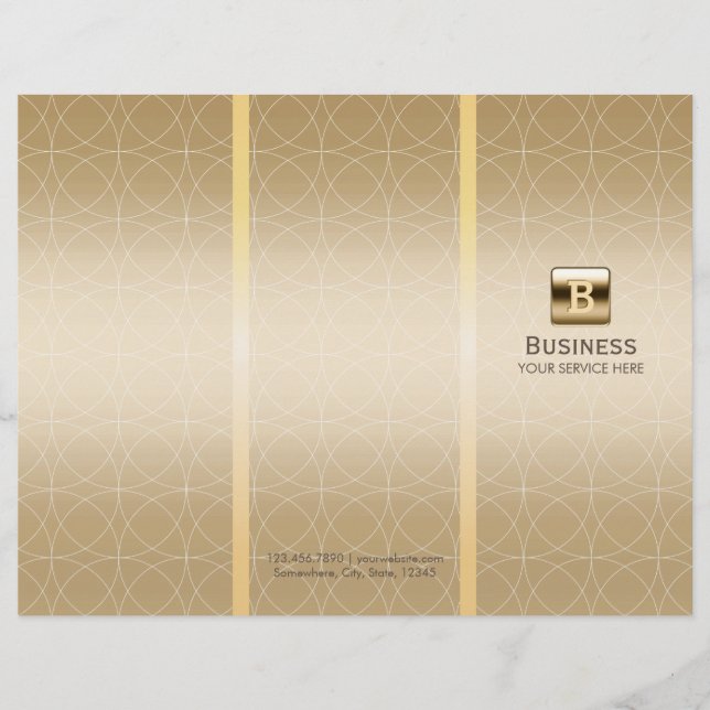 Luxury Gold Monogram Tri-Fold Modern Brochures (Front)