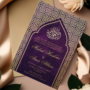 Luxury Gold Mosque Islamic Muslim Wedding Purple