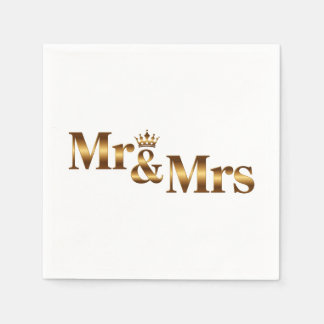 Luxury Gold Mr & Mrs Wedding Sign | Elegant Bridal Napkin