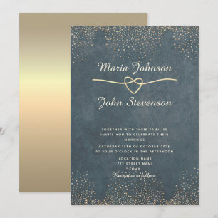 Luxury Gold Navy Blue Chic Wedding Invitation
