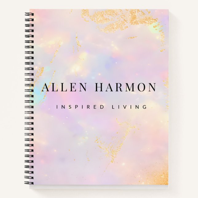 Luxury Gold Nebula Custom Name | Inspired Living Notebook (Front)