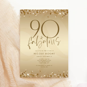 Luxury Gold Ninety & Fabulous Birthday Invitation