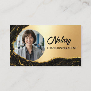 Luxury Gold Notary Portrait Loan Signing Agent Business Card