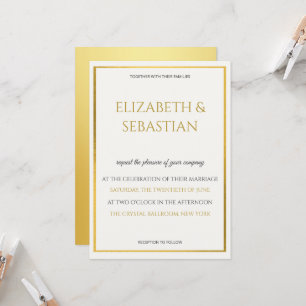 luxury gold & off white minimalist wedding invitation