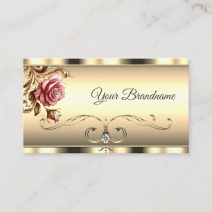 Luxury Gold Ombre Colour Gradient Pink Vintage Ros Business Card