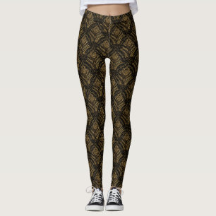 Luxury Gold Ornamental Damask Pattern Leggings