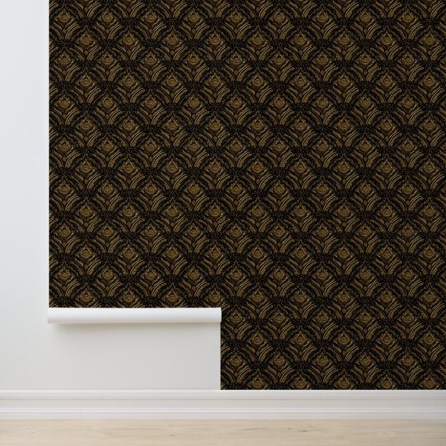Luxury Gold Ornamental Damask Pattern Wallpaper (Application)
