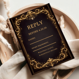 Luxury Gold Ornate Sparkle RSVP Card