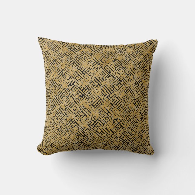 Luxury Gold Pattern ,Gold Black Cushion (Front)