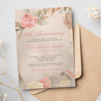 Luxury Gold Peach Coral Floral Wedding Anniversary