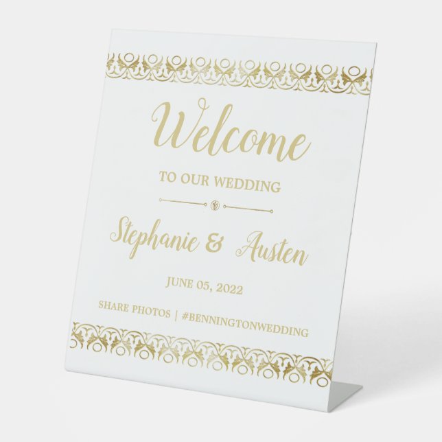 Luxury Gold Pedestal Sign (Front)