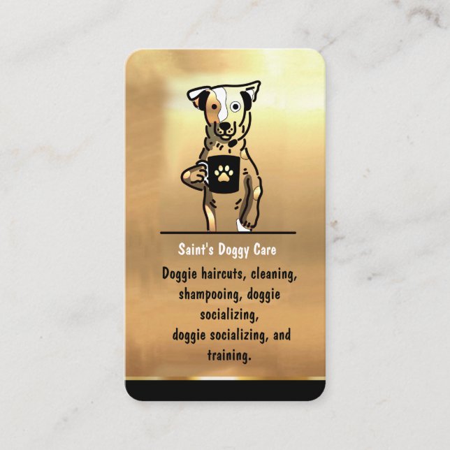 Luxury Gold Pet Sitter Dog Walker Groomer  Business Card (Front)