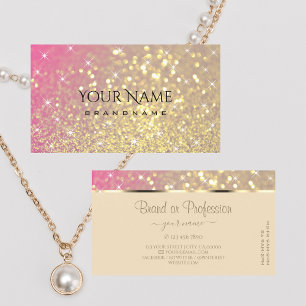 Luxury Gold Pink Purple Glitter Luminous Stars Business Card