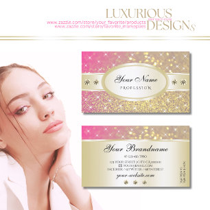 Luxury Gold Pink Purple Glitter Sparkle Diamonds Business Card