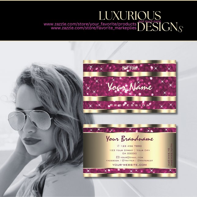 Luxury Gold Pink Sparkle Glitter Cute Tiny Stars Business Card (Creator Uploaded)