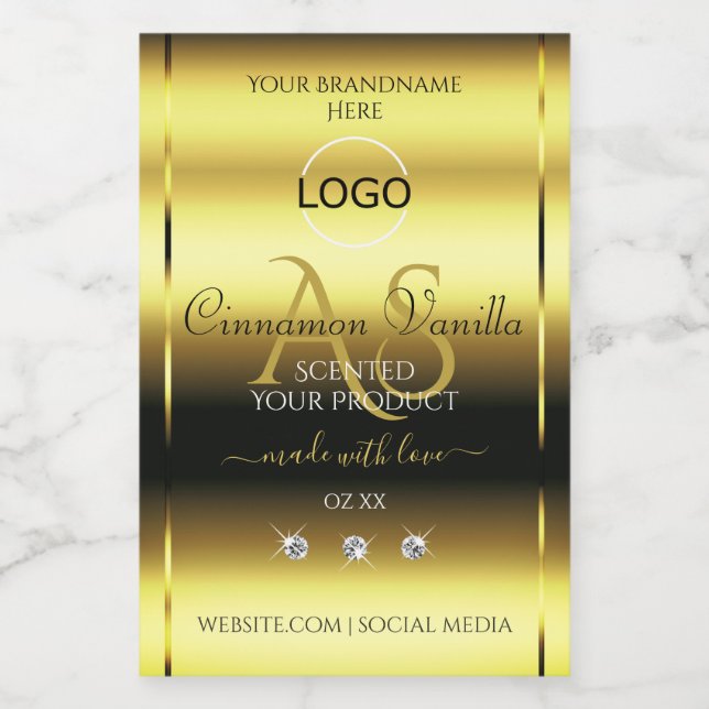 Luxury Gold Product Labels Jewels Monogram Logo (Single Label)