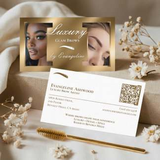 Luxury Gold Professional Beauty Brow Artist Photos Business Card