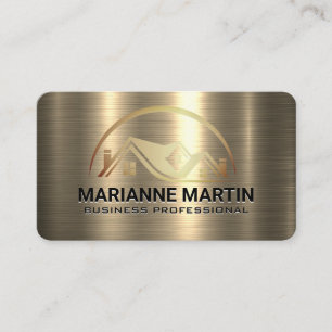 Luxury Gold Real Estate Logo Metallic Business Card