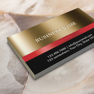 Luxury Gold Red Ribbon Beauty Salon Spa Business Card