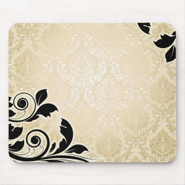 Luxury Gold Romantic Damask Mousepad (Front)