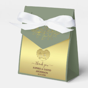 Luxury Gold Sage Green Wedding Anniversary  Favour Box