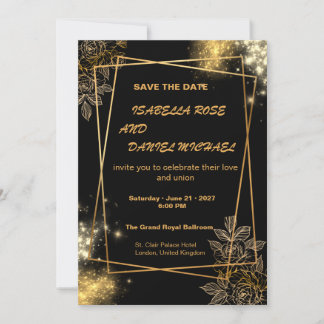 Luxury Gold Save the Date Wedding Card