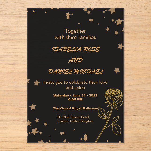 Luxury Gold Save the Date Wedding Card Acrylic Invitations (Front)
