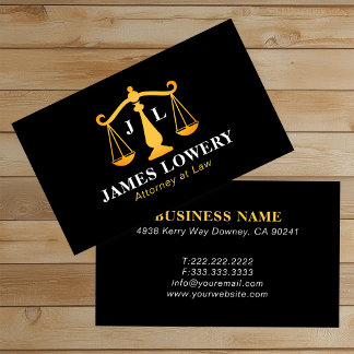 Luxury Gold Scales of Justice Attorney Business Card