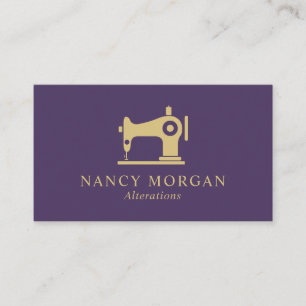 Luxury Gold Sewing Machine Seamstress Alterations Business Card