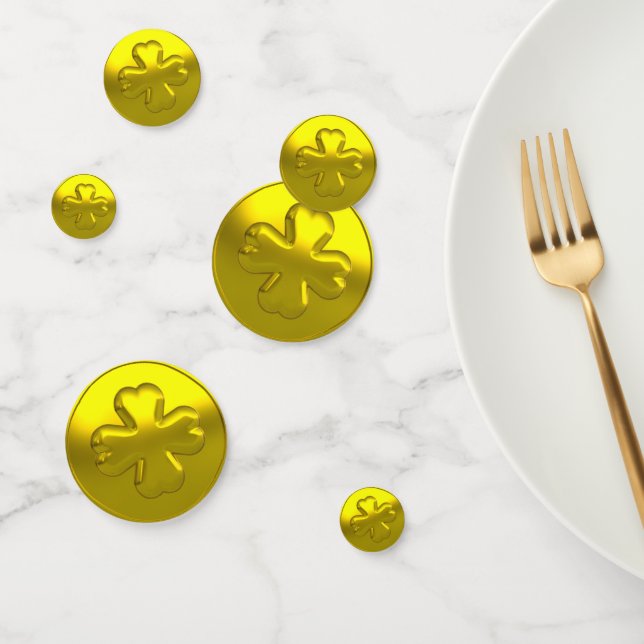Luxury Gold Shamrock Coin for St. Patrick’s Day Confetti (Group)
