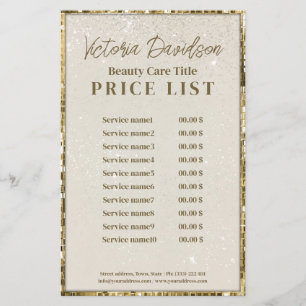 Luxury Gold Shimmer Beauty Salon Price List Flyer